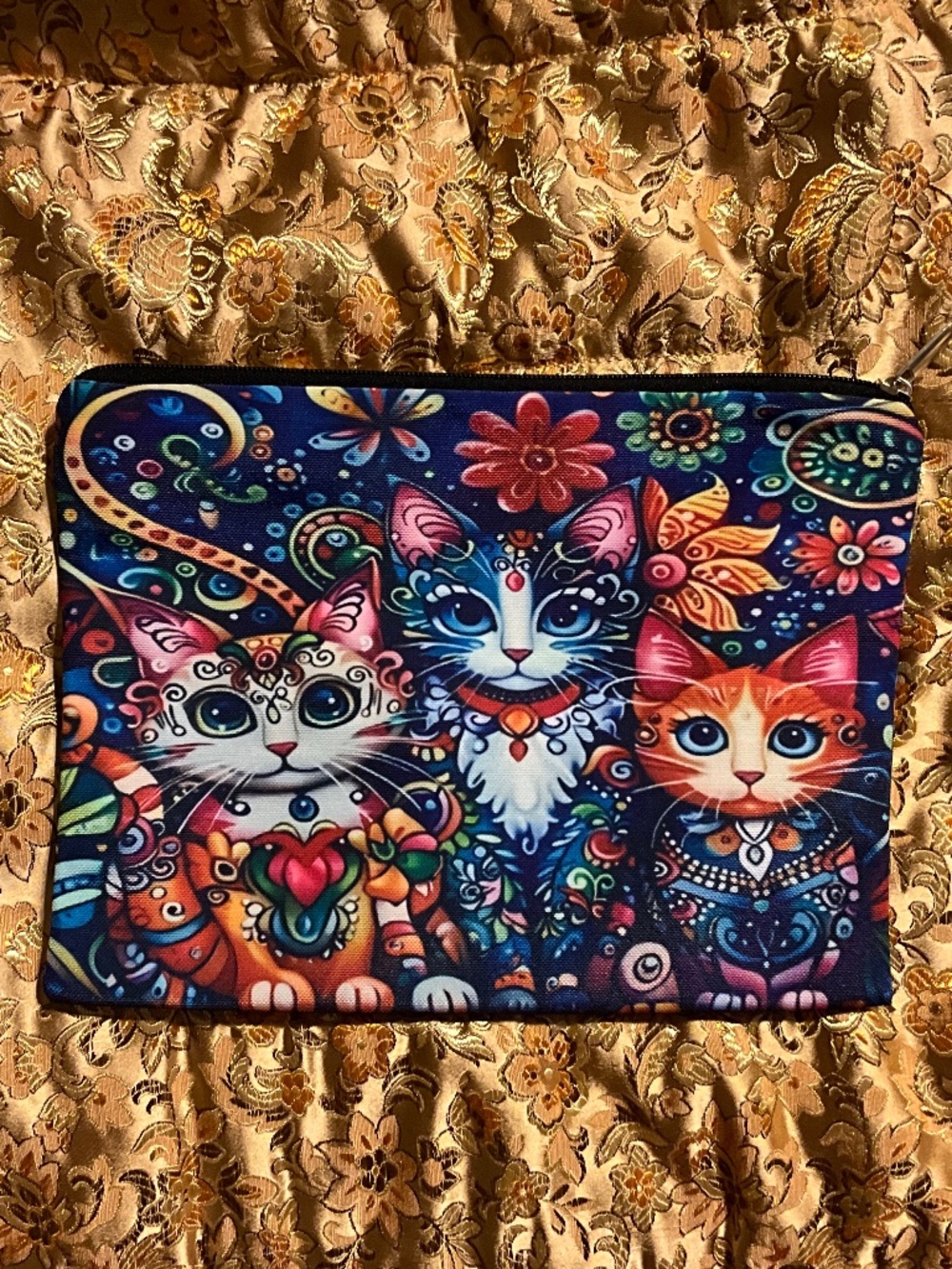 Cute Cat Makeup Bag Pink Zipper Cosmetic Pouch